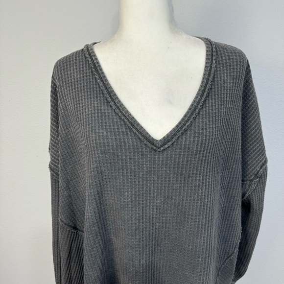 Free People We The Free Coraline Thermal Classic Waffle Knit Relaxed Fit Size XS - Picture 4 of 13